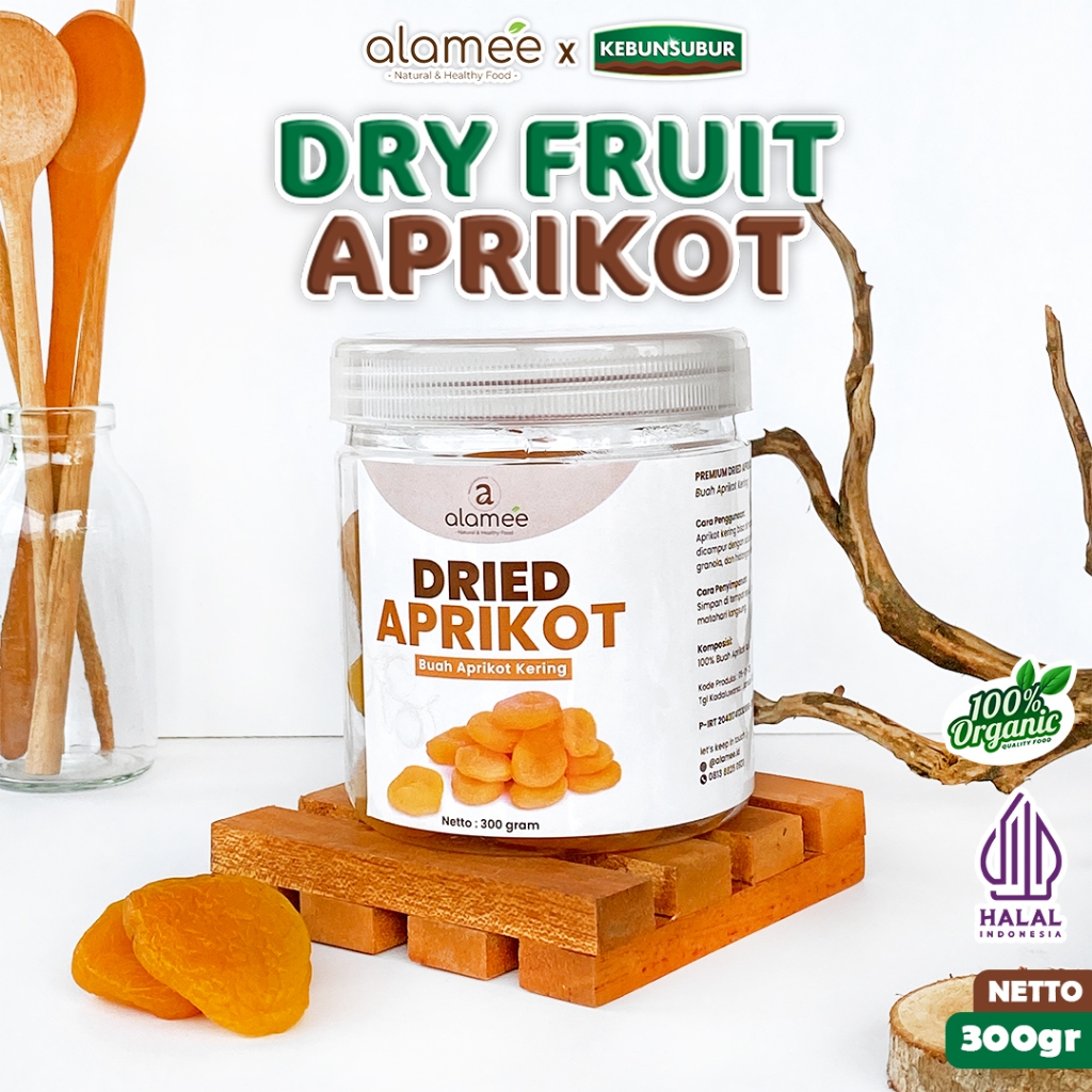 

ALAMEE Dried Apricot Buah Aprikot Kering Dried Fruit Apricots Tanpa Biji Cemilan Buah Sehat 300gr kebunsubur
