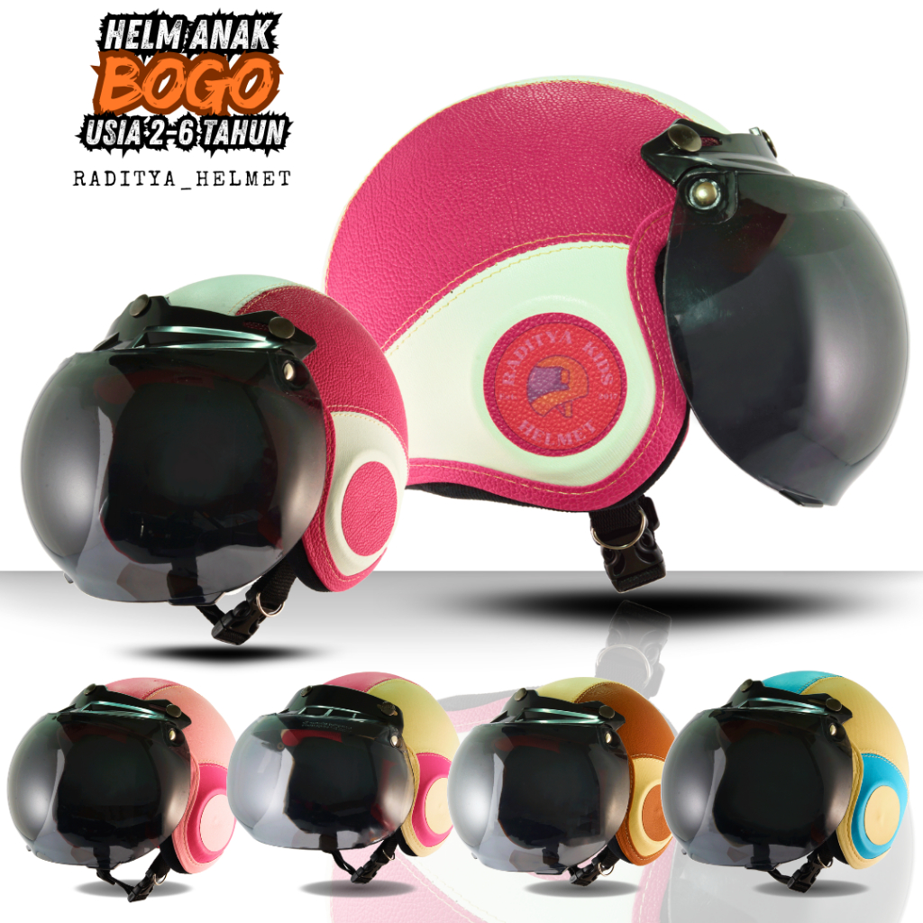 Helm Bogo Retro Anak  Usia 2 3 4 5 6 Tahun Laki Perempuan kaca bogo / helm anak / helm anak bogo