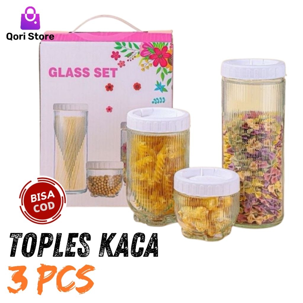 Qori Store - TOPLES KACA 3 IN 1 / Toples Kaca Set / Set Toples Kaca