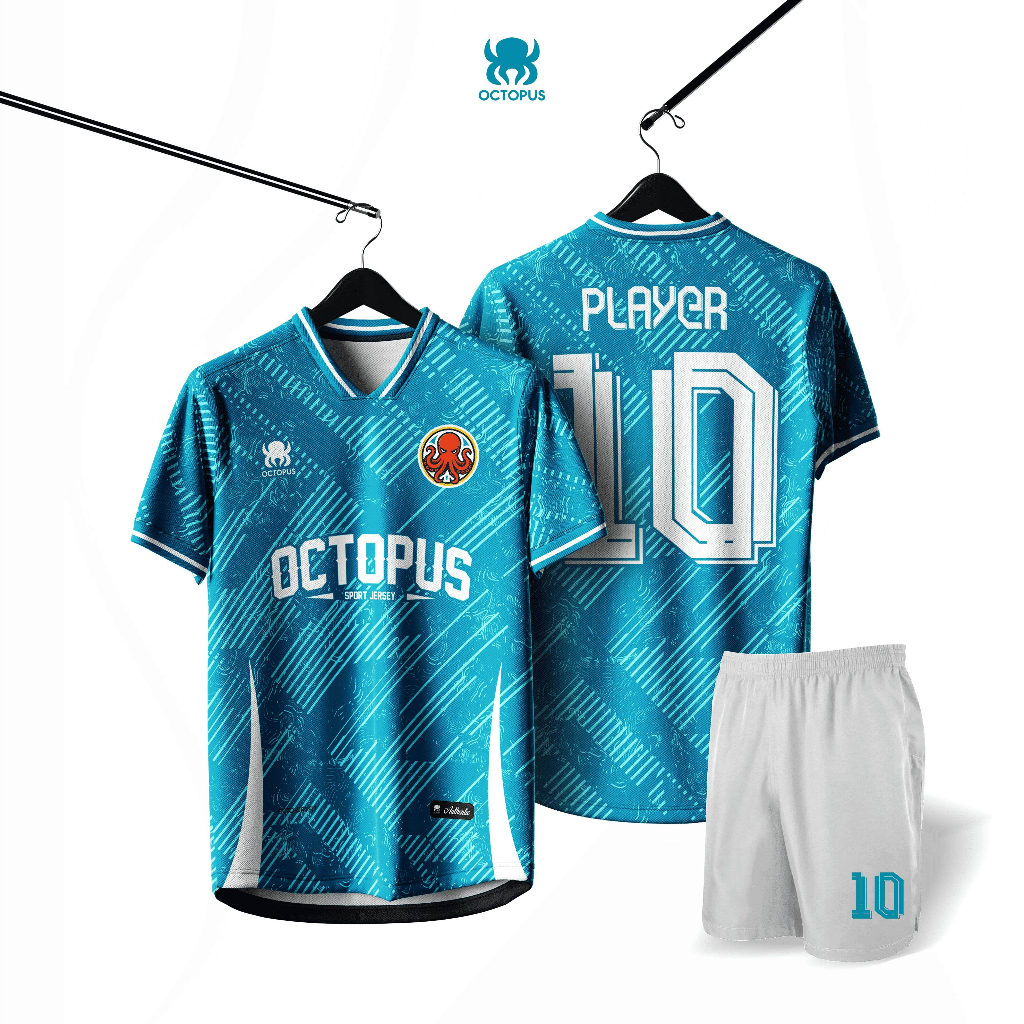 Jersey Custom Nama - Olahraga Full Printing Motif Light Blue And White By octopus / Jersey Blue Lock