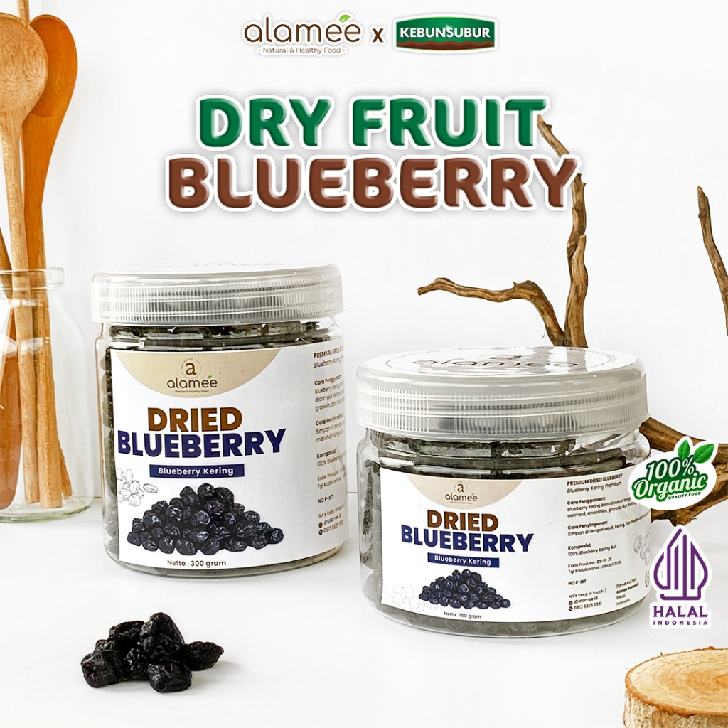 

ALAMEE Blueberry Kering Cemilan Buah Sehat Dried Fruit Blueberry Rendah Kalori 300gr kebunsubur