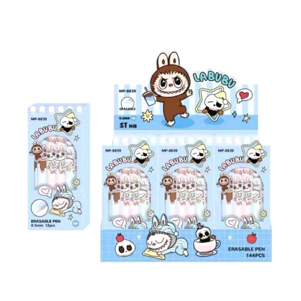 

Bulpoin Viral Tinta Hitam Bisa Dihapus Isi 12 Pcs bulpen dengan Karakter Lucu Stationery