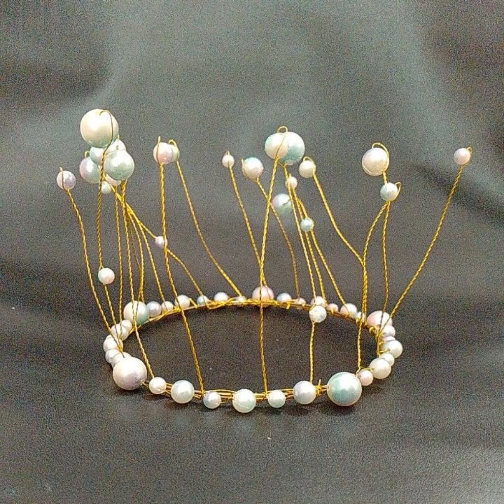 mahkota Tiara crown pearl rainbow tosca hiasan kue tart cake topper dekorasi kue ultah