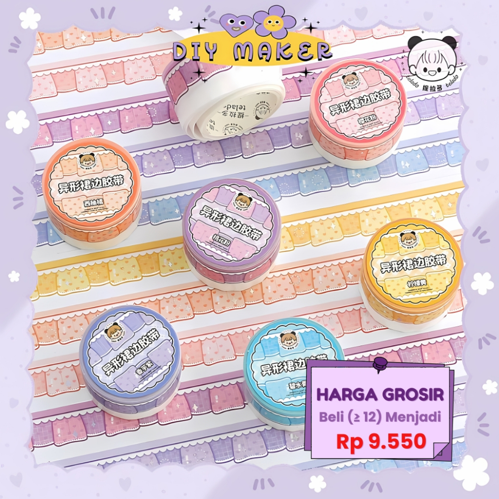 

DM Washitape Masking Tape Dekor Buku Jurnaling Shaped Skirt Tape Sticker Frame Jurnal 1Pcs TLD113