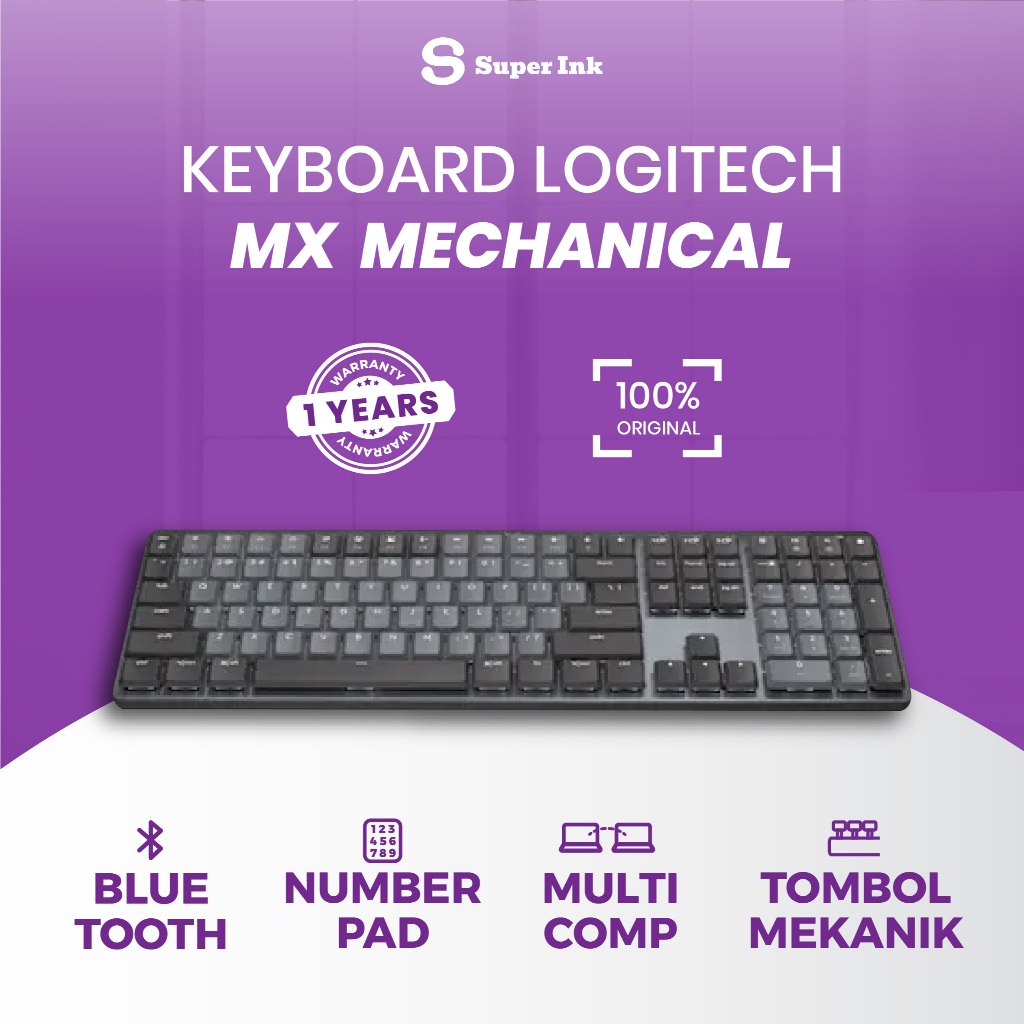 Keyboard Mechanical Wireless Bluetooth Backlit Logitech MX Mechanical Tactile