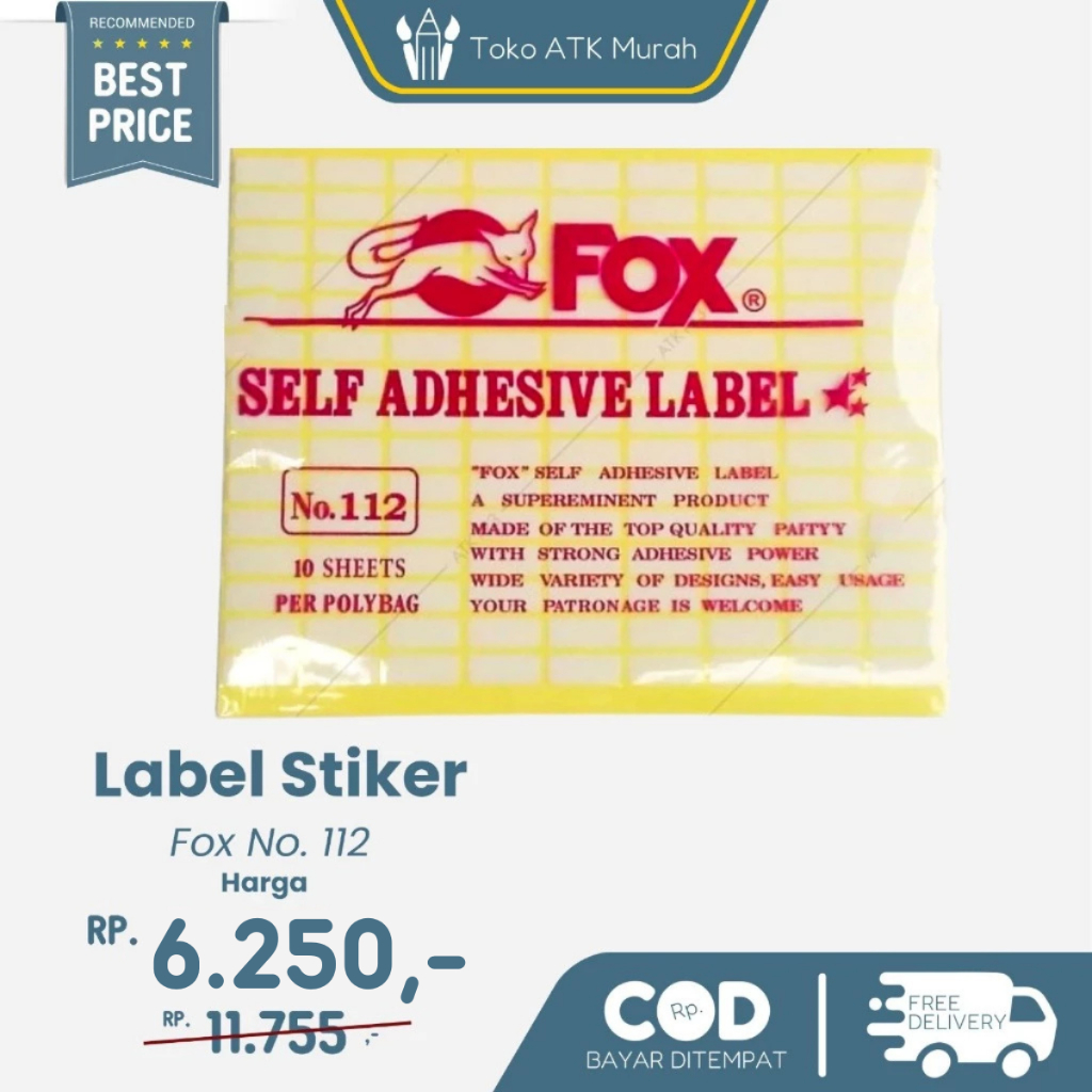 

Kertas / Label Stiker Fox No. 112 uk. 8 x 20 mm (Persegi Panjang)