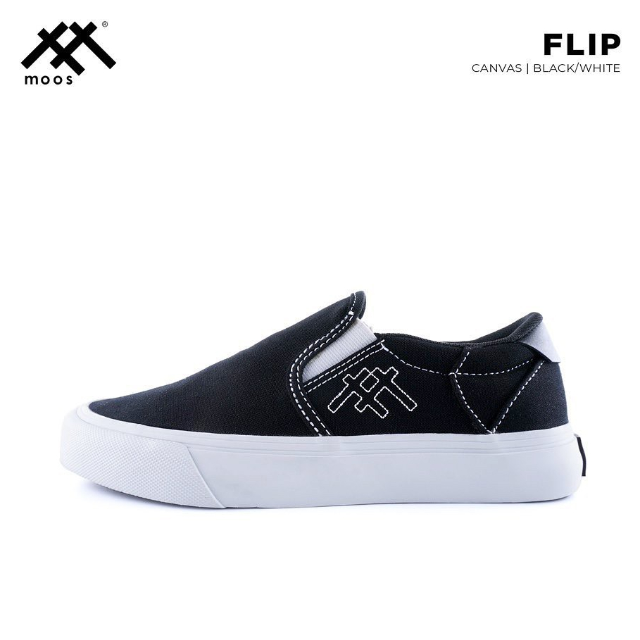 MOOS FLIP BLACK WHITE 100% ORIGINAL SEPATU SLOP PRIA DAN WANITA