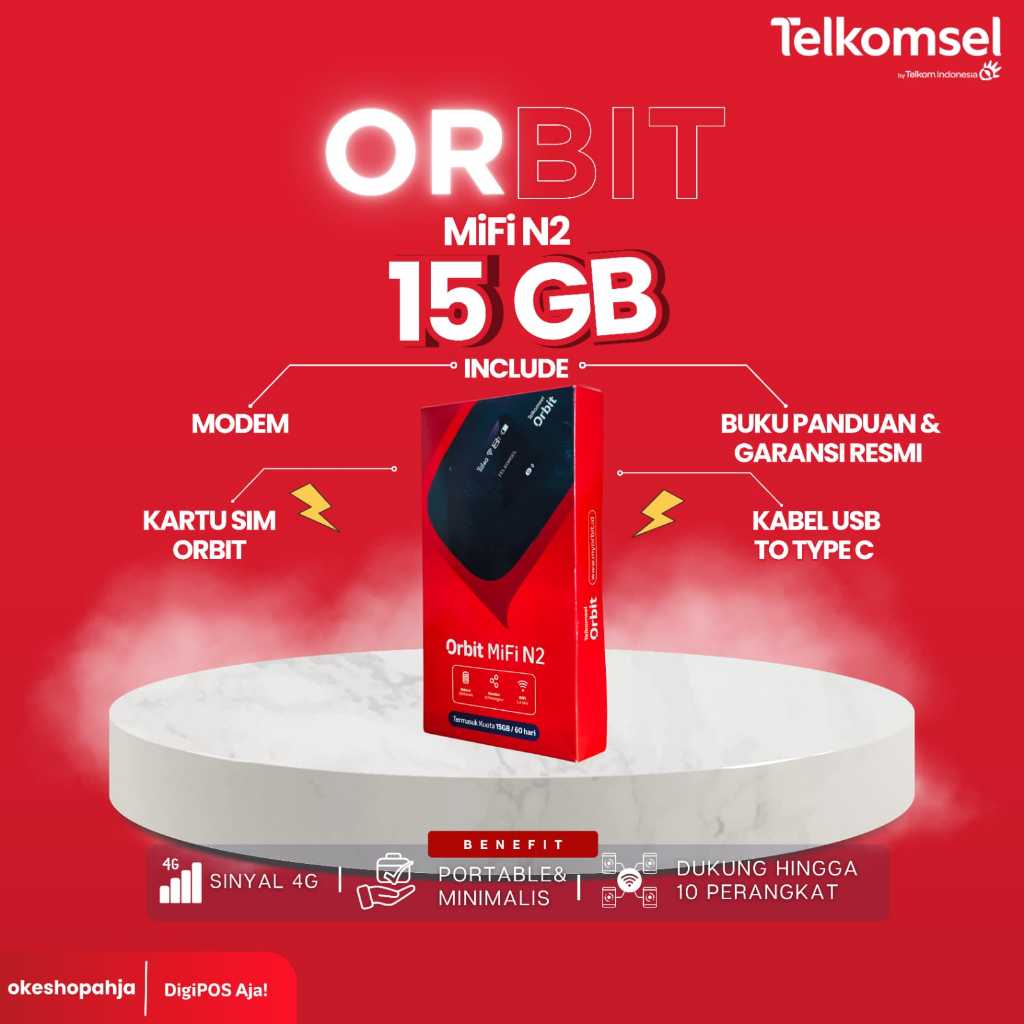 Telkomsel Orbit MiFi N2 – WiFi Mobile 4G, Internet Praktis untuk Traveling & Bisnis