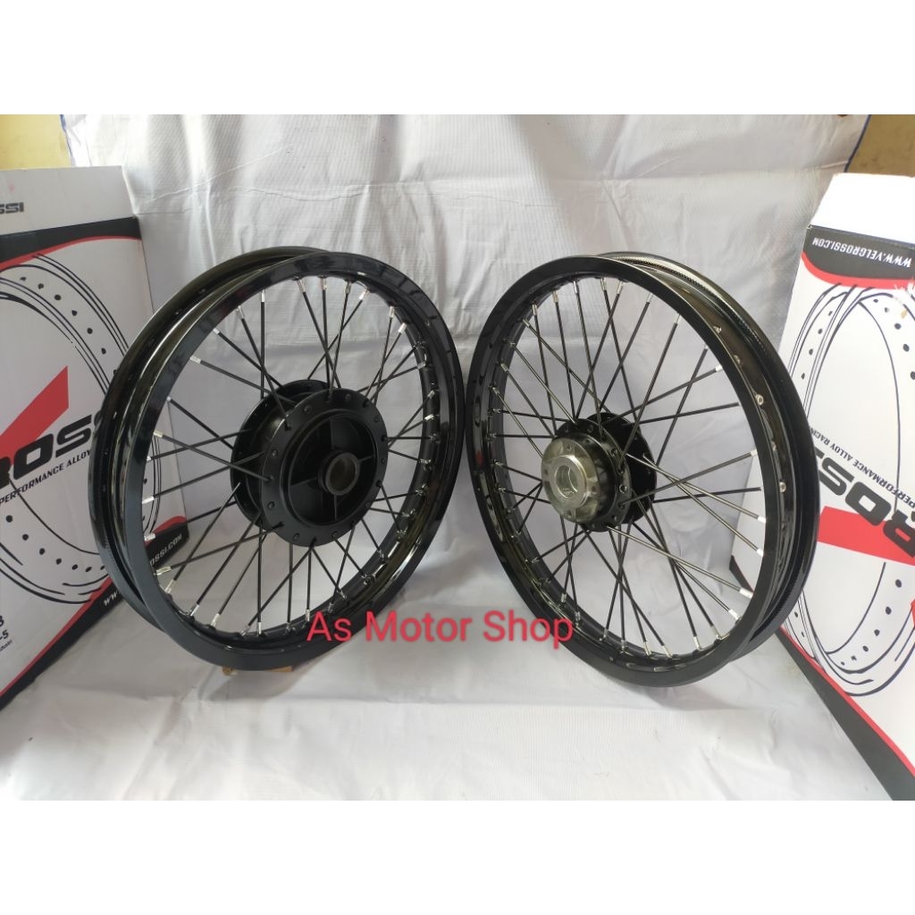 Sepaket velg set merek rossi 140 - 160 ring 17 17 tromol set jari2 suzuki new spin  skyweve berikut 