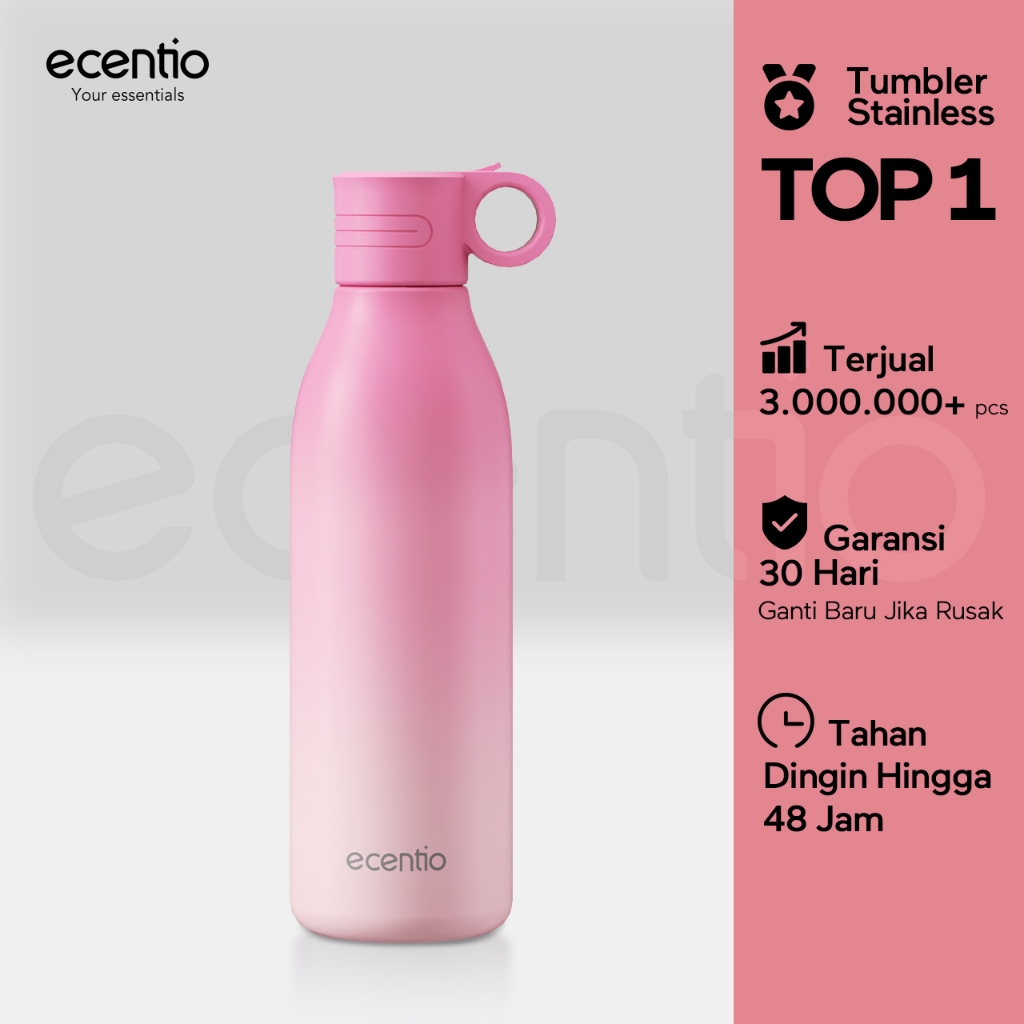 [Outdoor] ecentio outdoor bottle with handle and nozzle aktivitas outdoor tahan dingin 24 jam botol 