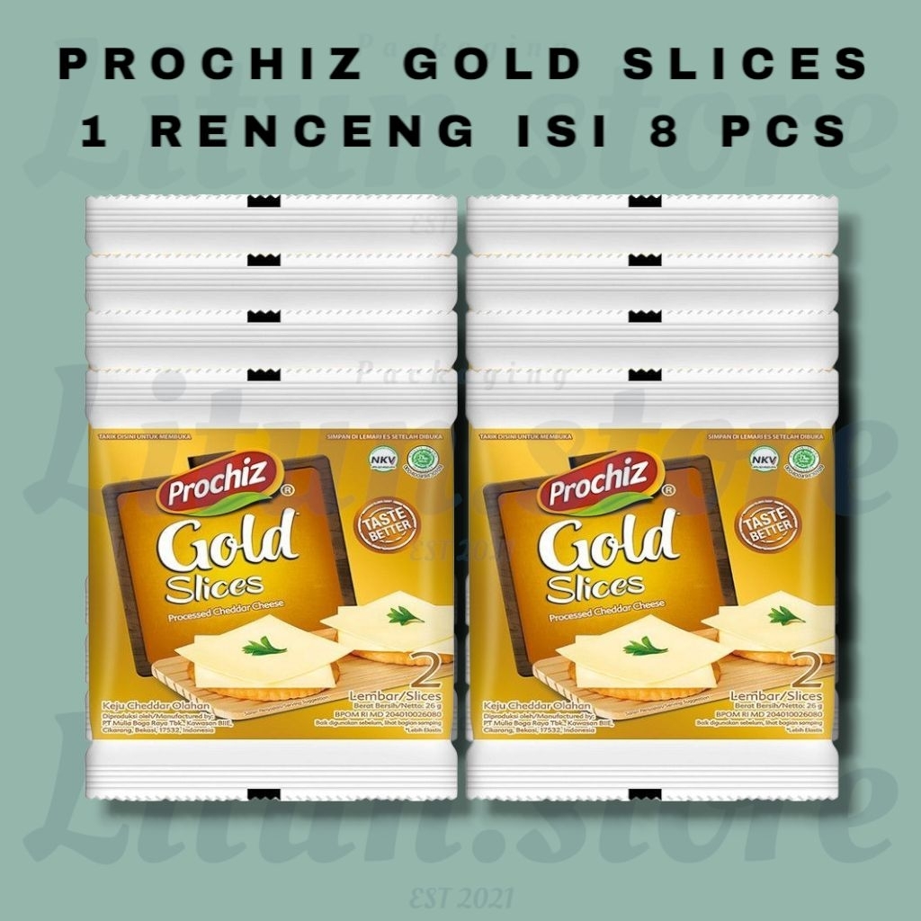 

PROCHIZ GOLD SLICES 1 RENCENG ISI 8 PACK @2SLICES/PACK EXPIRED 2026