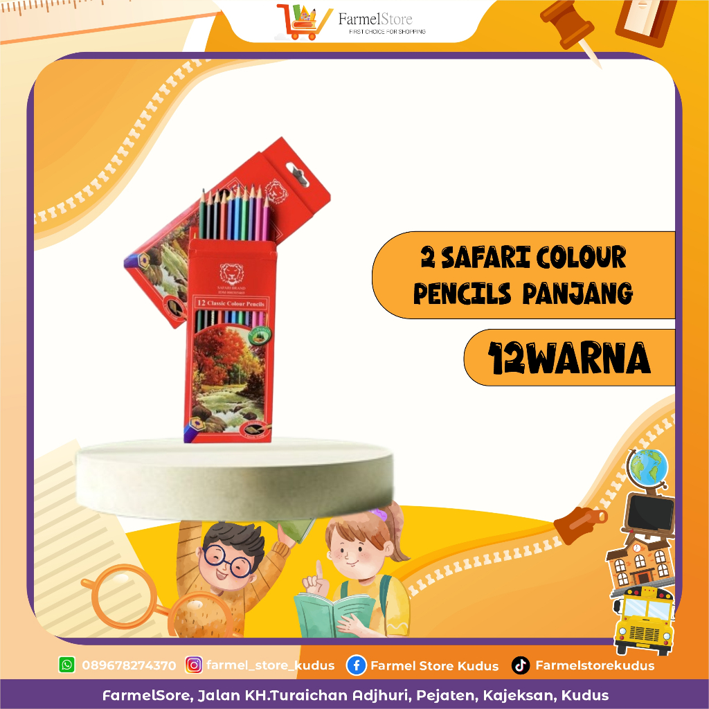 

Safari Colour Pencils Panjang (12 Warna)