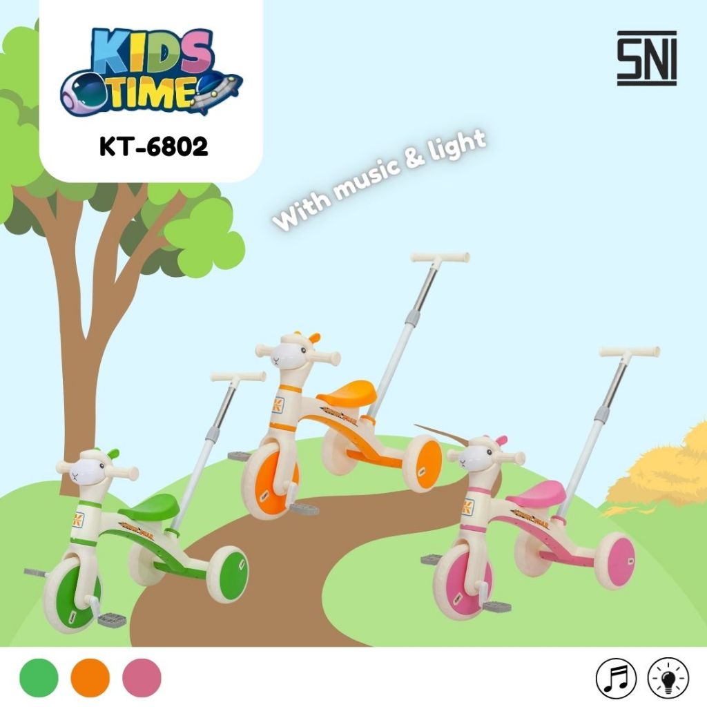 kids time - KT6802 - tricyle - tricyle roda 3 - sepeda anak - sepeda anak roda 3 - sepeda dorong - s