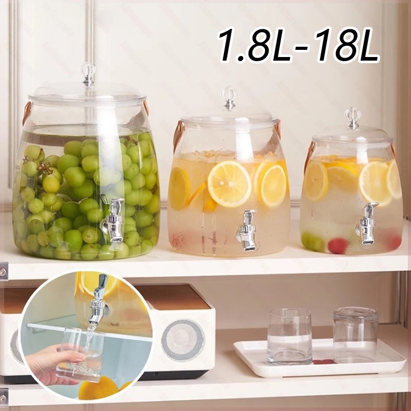 Ketel Air Dingin Dispenser Air Keran, Ember Kedap Udara Transparan Rumah Tangga Kelas Makanan Bekas 