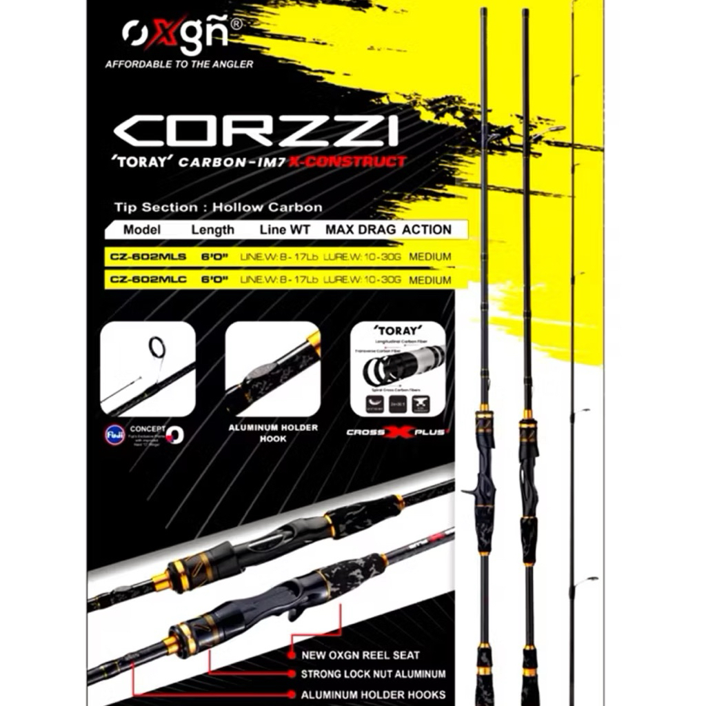 ROD JORAN SPINNING OXGN CORZZI 602 180CM 8-17lb ( RING FUJI CARBON TORRAY )