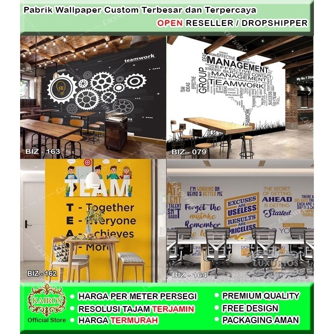 Wallpaper Dinding Custom 3D Branding Logo Perusahaan Kantor Sticker Printing Cafe Resto Toko