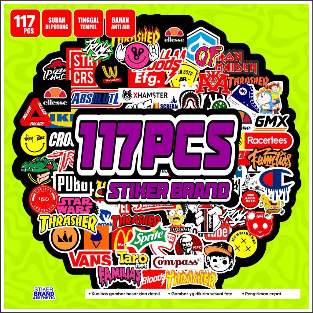

117 PCS STIKER BRAND SUDAH CUTTING ANTI AIR