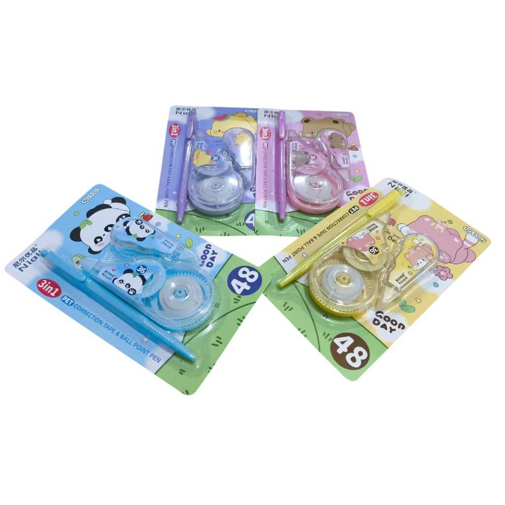 

[cod bisa] tipe x kertas 3 in 1 perlengkapan sekolah anak-anak / penghapus pulpen / correction tape 3 in 1