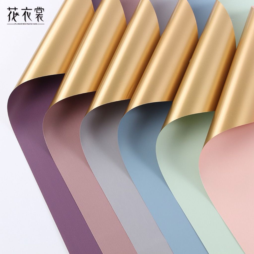 

[1 Pack] C-BG / Kertas Buket Bunga / Wrapping Paper Cellophane / Bicolor Gold / Kertas Buket 2 Dua Warna Emas 2 Sisi / Kualitas Premium Tebal / Florist Bouquet Supply / Kertas Bunga / Flower Paper Craft / Kertas Celopen / Plastik Pembungkus Bunga