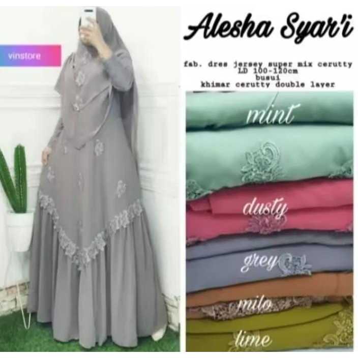 Gamis Jersey Set Hijab syar'i Premium Terbaru 2025 Motif Polos Bahan Tebal dan Lembut