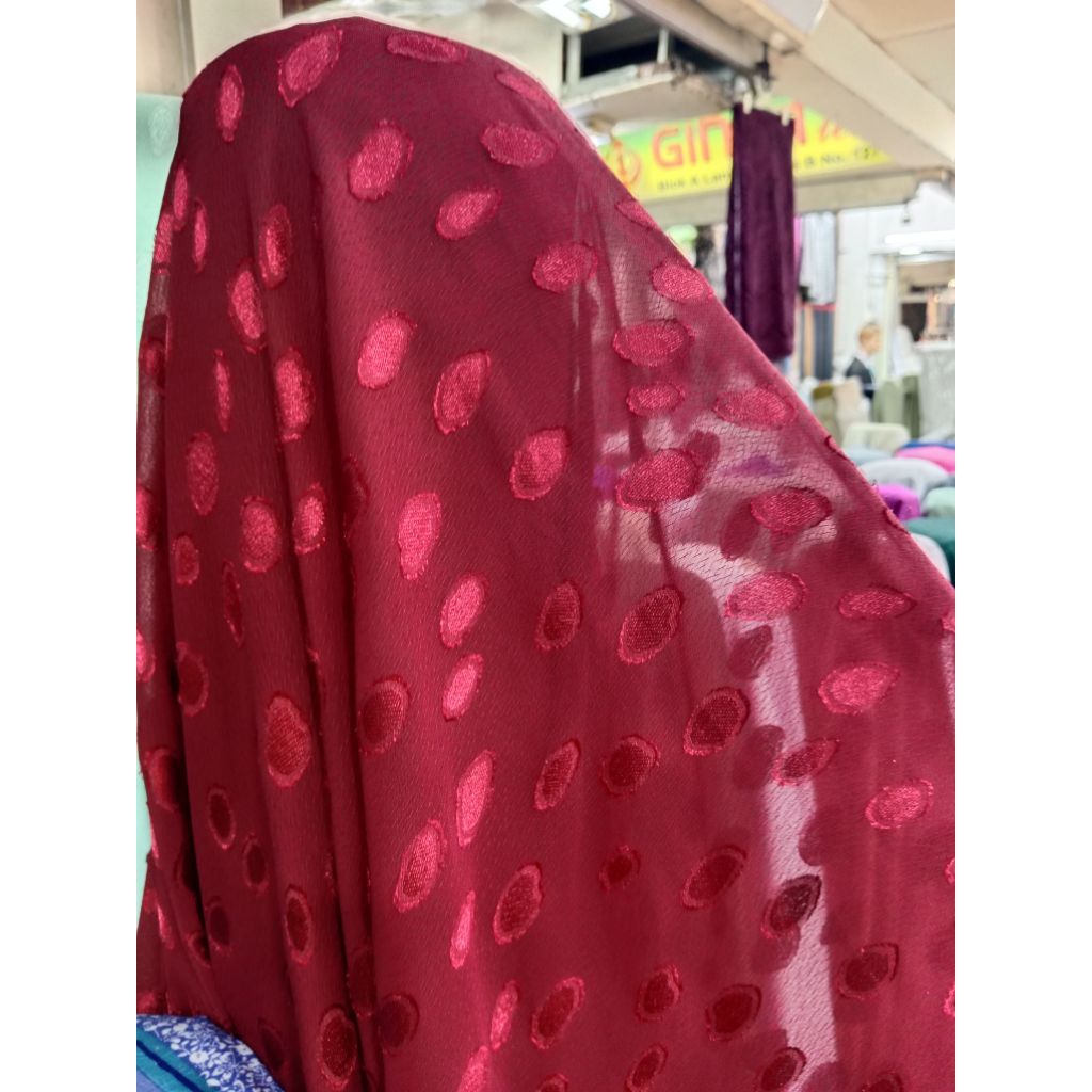 BAHAN KAIN SIFON URAGIRI MOTIF DOTS / KAIN URAGIRI