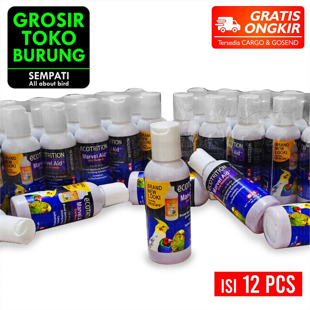 SEMPATI GROSIR Marvel Aid Oral Remedy 60ml For All Bird Isi 12 Pcs Obat Burung Kakatua Finch Lovebir