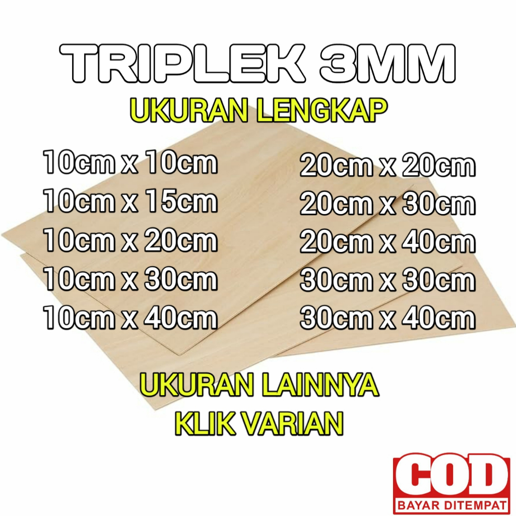 COD Triplek 3MM Ukuran Lengkap untuk bahan kerajinan kreatif