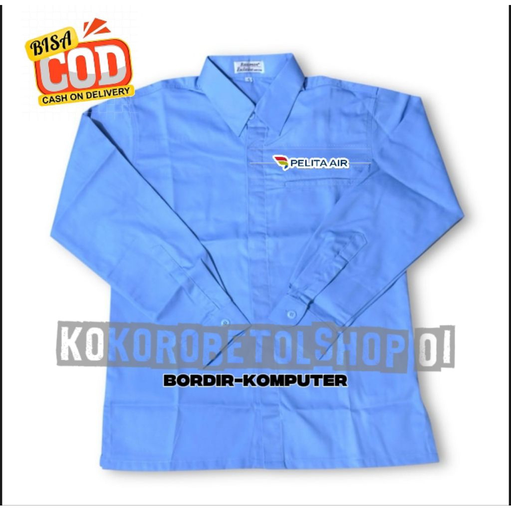 KEMEJA PDH PELITA AIR KANTONG SATU BIRU MUDA