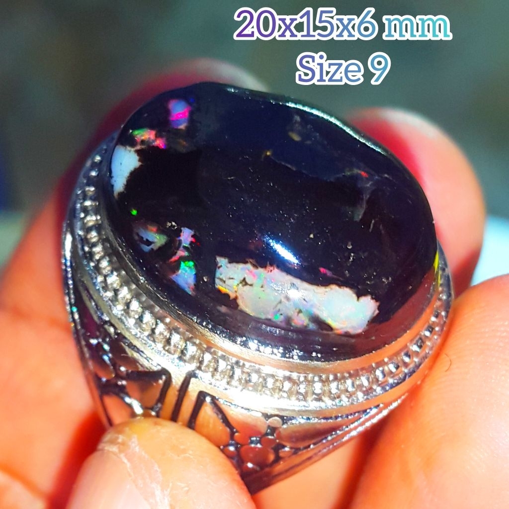 Cincin Batu Black Opal Kalimaya Sempur Banten Top Jarong Natural