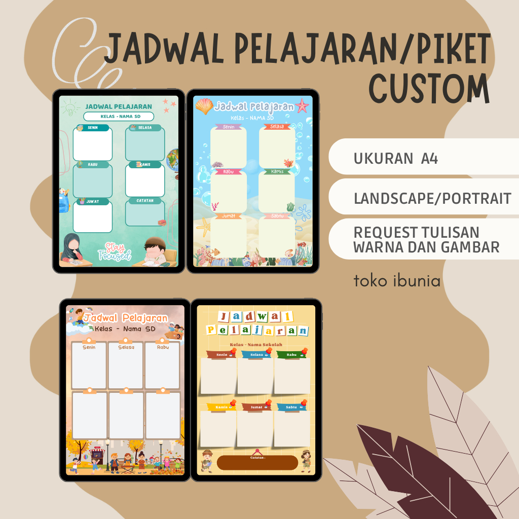

Jadwal Pelajaran - Jadwal Piket Custom Ukuran A4