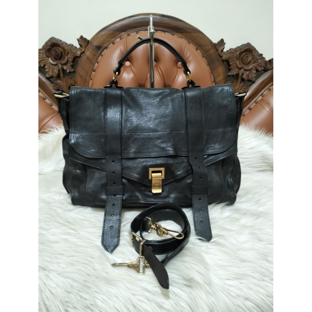 Proenza Schouler Black Leather Satchel  Bag