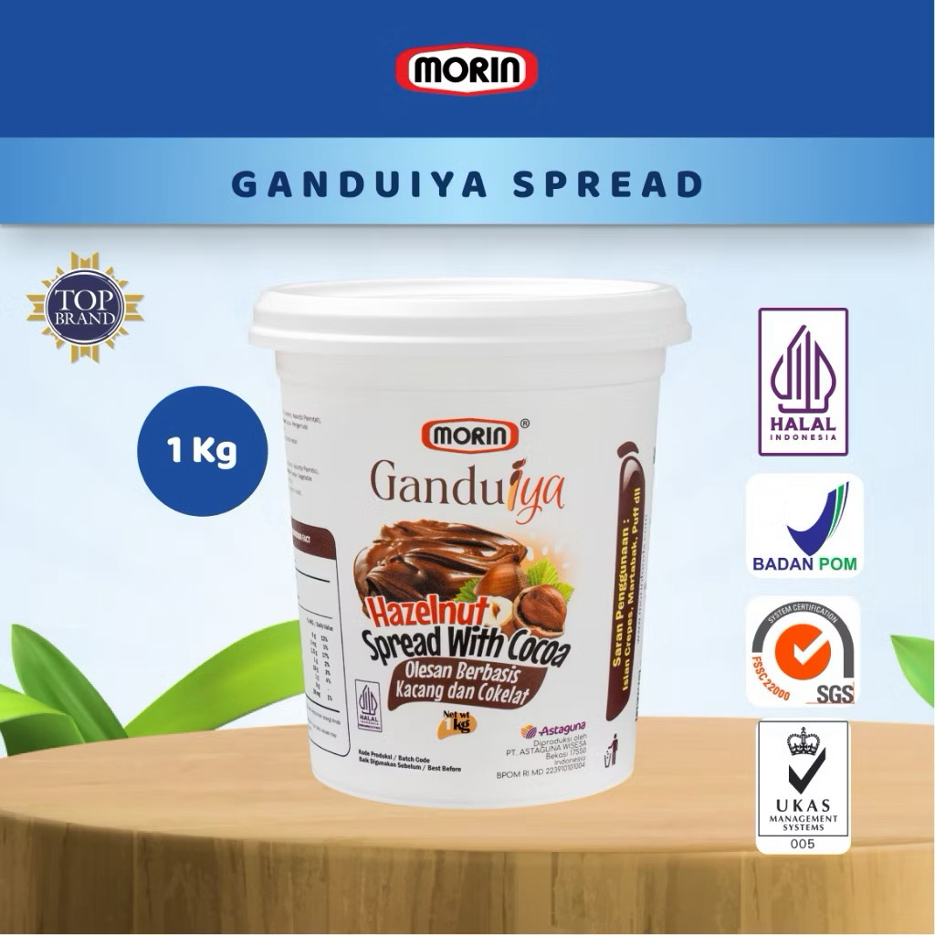 

Morin Ganduiya Selai Olesan Coklat Hazelnut 1 Kg Kemasan Ember