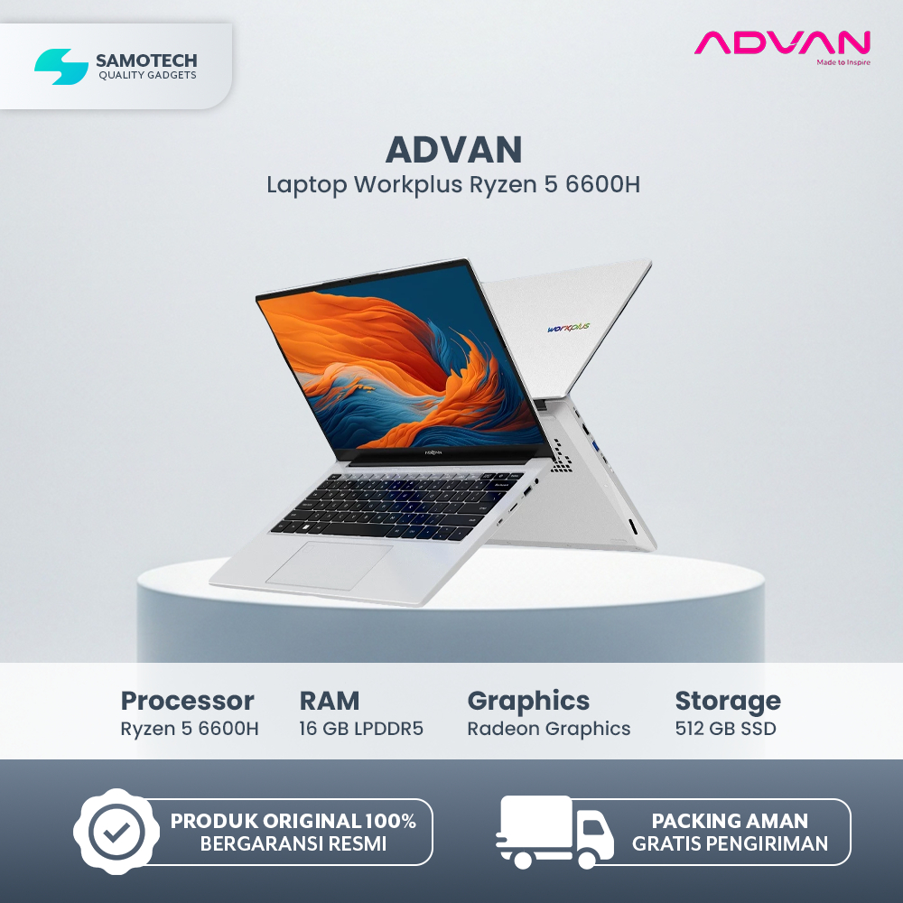 ADVAN Laptop Workplus AMD Ryzen 5 6600H 14'' FHD IPS 16Gb 512Gb Win 11 | Laptop ADVAN Workplus