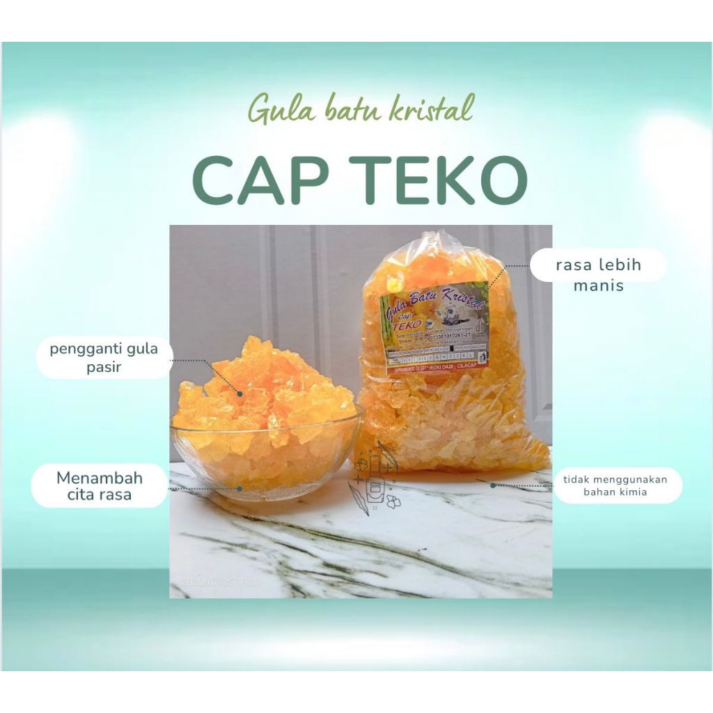 

gula batu kristal premium cap teko, kemasan 1kg,(potongan kecil)