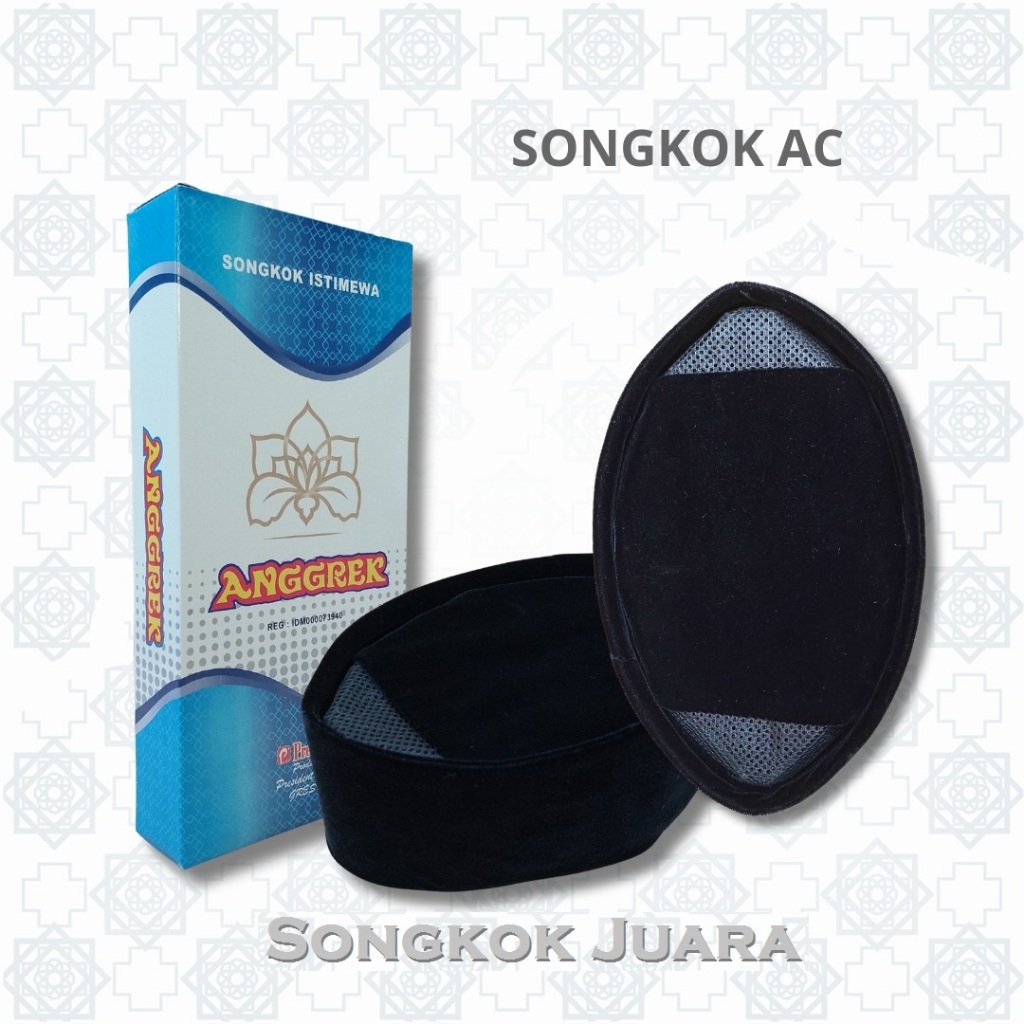 Songkok ANGGREK AC SUSUN Hitam Songkok Kopyah Nasional Peci BLUDRU Hitam Polos