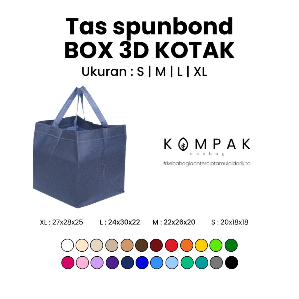 

kompak ecobag -Tas Spunbond Press Box 3D Kotak Kantong Goodie Bag 20x18x18 cm 22x26x20cm 24x30x22cm 27x28x25cm