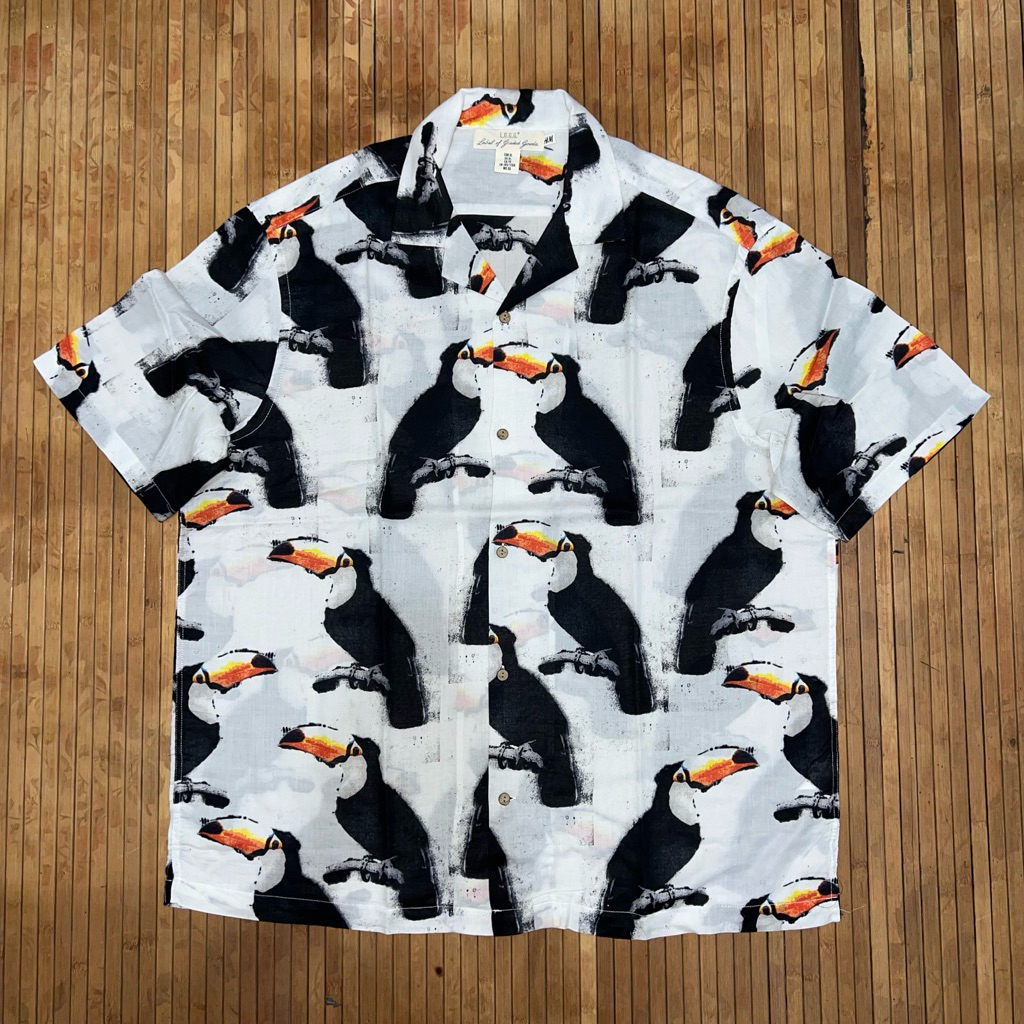 H&M HAWAIIAN SURFING OPEN COLLAR SHORT SLEEVE SHIRT massimo dutti zara man