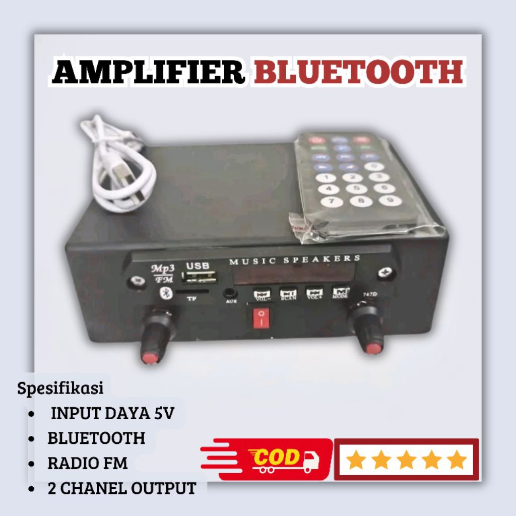 Amplifier Bluetooth 5v Stereo Output Dan Radio Fm - Amplifier Bluetooth 5voult Murah