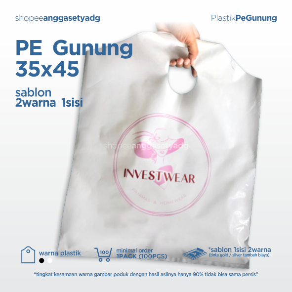 Plastik PE gunung 35x45 Sablon 2 warna