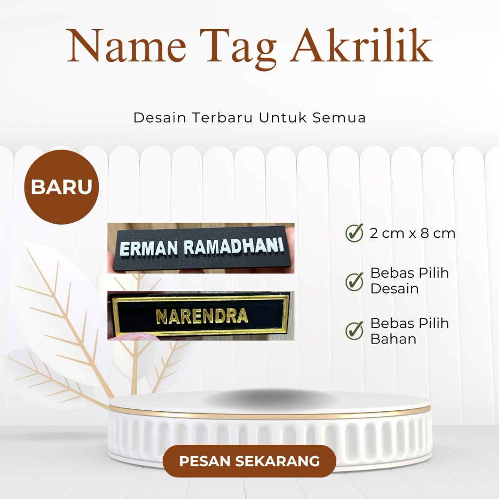 

Name Tag Akrilik Timbul Mewah, Elegan, Awet
