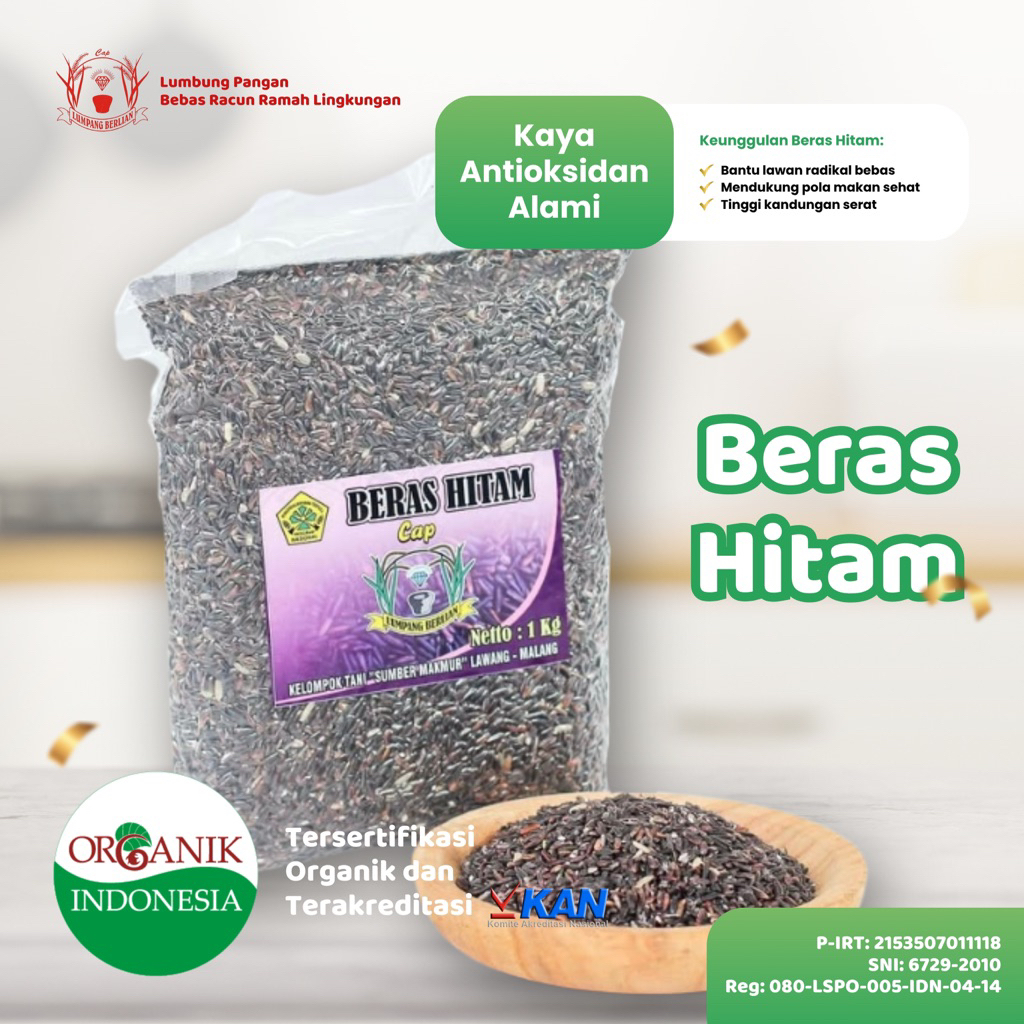 

Beras Hitam Organik Cap Lumpang Berlian Vakum 1 kg