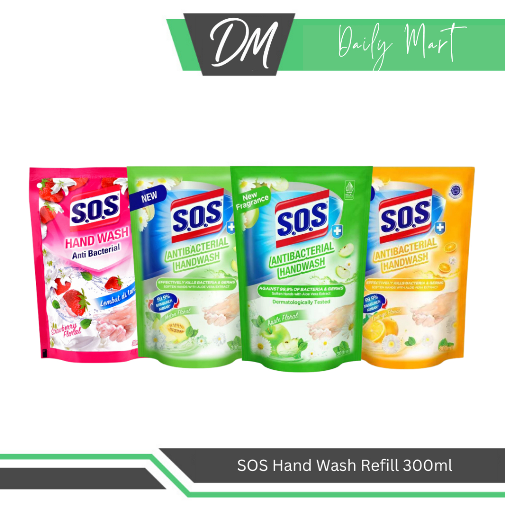 SOS Antibacterial Handwash Refill 300ml - Sabun Cuci Tangan Anti Bakteri Wangi Lembut Murah