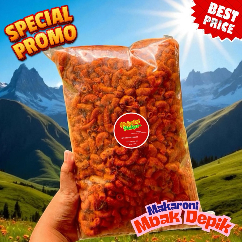 

Makaroni Pedas 1/4kg | Makaroni pedas 250g | Makaroni Pedas Kriyuk | Makaroni Surabaya