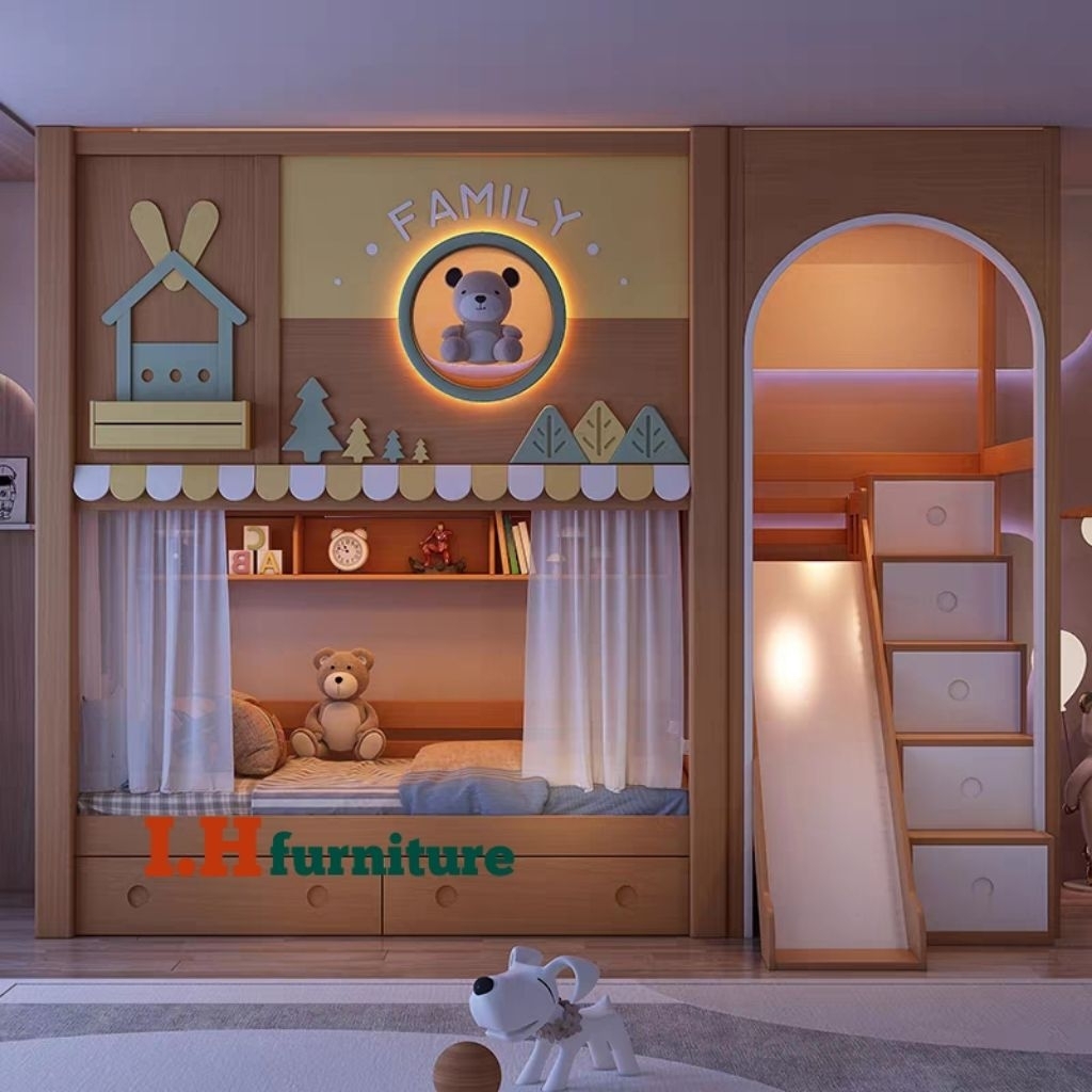 Tempat tidur anak perempuan dan laki-laki , tempat tidur anak minimalis , tempat tidur anak motif be