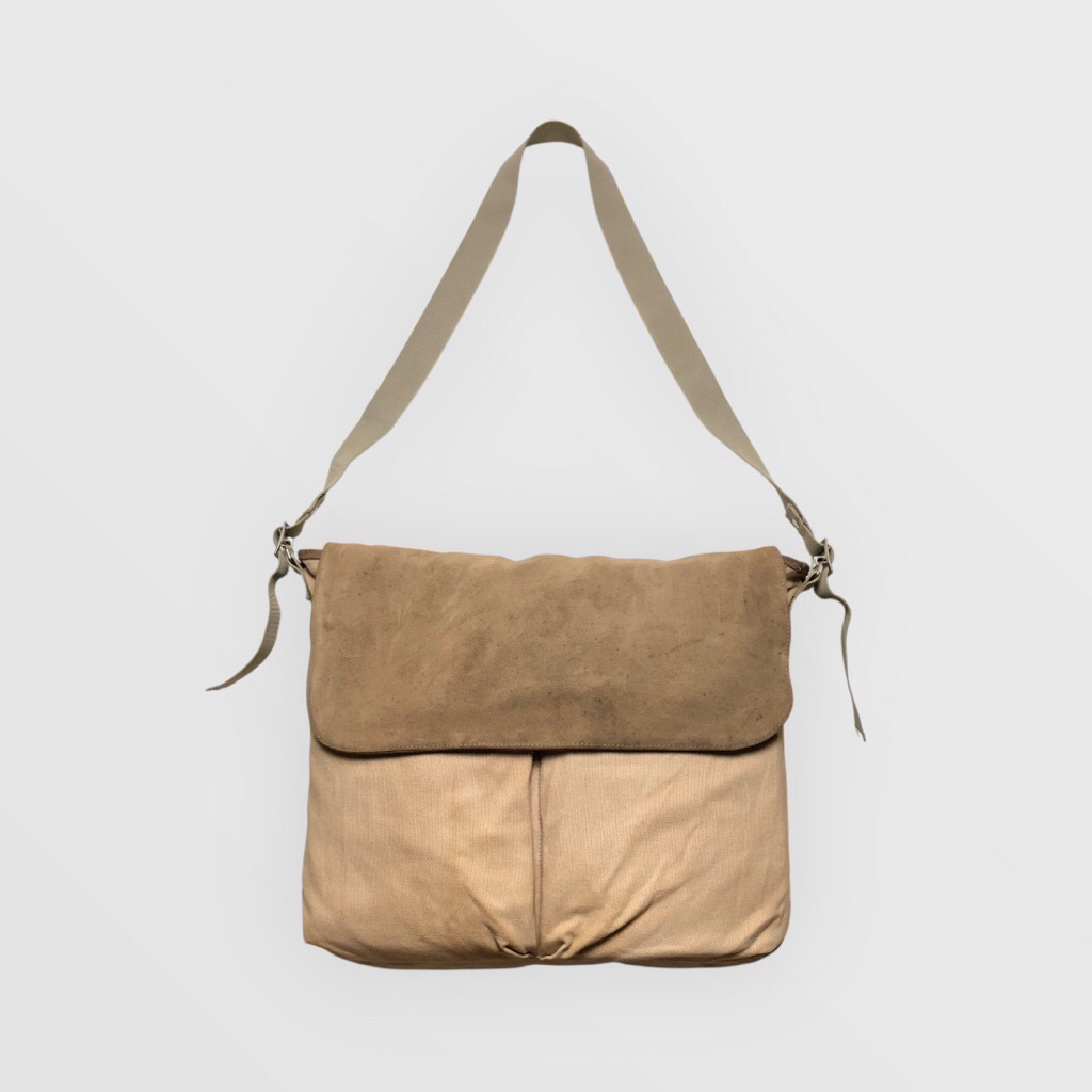 GAP Vintage Canvas-Suede Briefcase Messenger Postman Bag Khaki