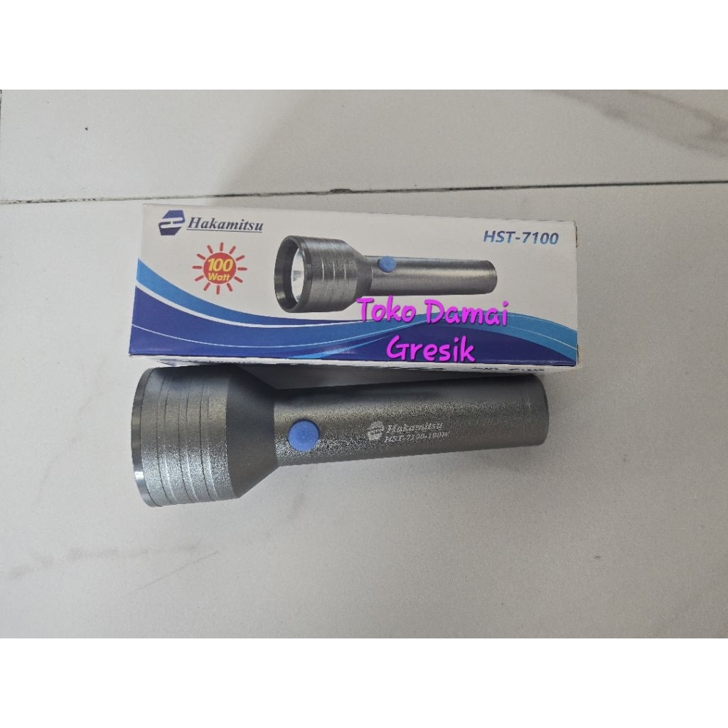 Hakamitsu Senter Charge Led High Power 100 Watt kecil simple COB terang nyala Putih body Besi