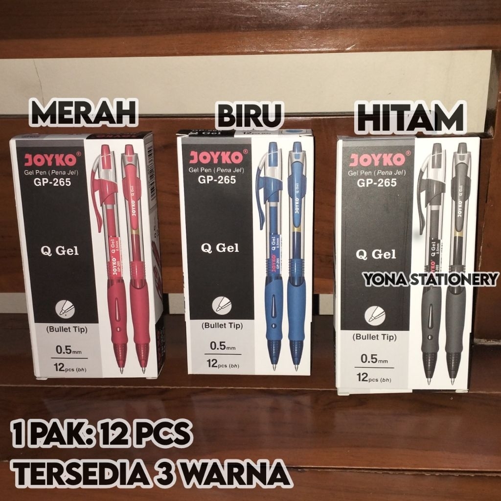

Pulpen Q Gel Joyko GP-265 | 0.5mm | ISI 12 PCS | TERSEDIA HITAM BIRU MERAH
