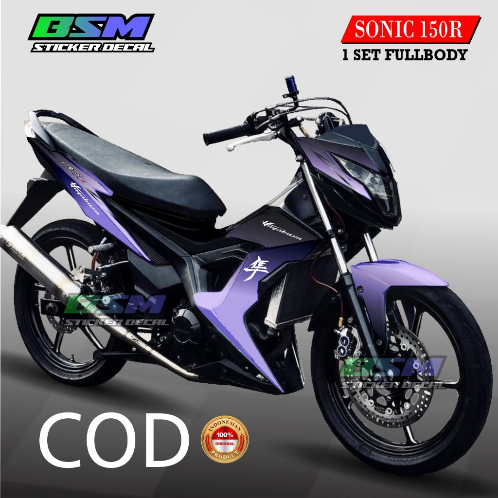 Decal Honda Sonic Sticker Fullset Model Basic Hitam