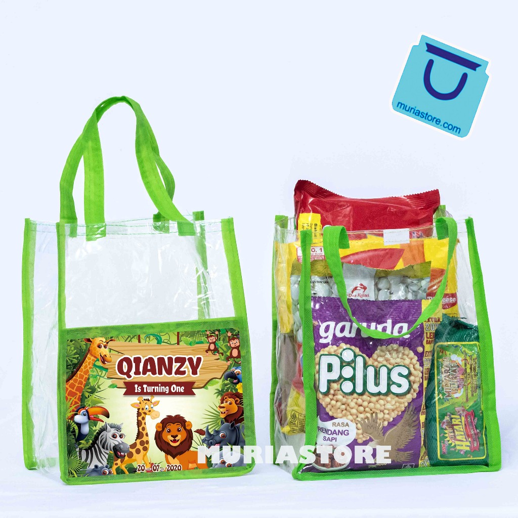 

GOODIE BAG KANTONG KFC FULL MIKA TRANSPARANT ULTAH CUSTOM MUAT KFC - UK 20X14X25