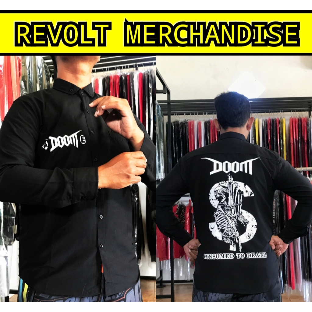 kemeja panjang band DOOM, kemeja band, kemeja punk